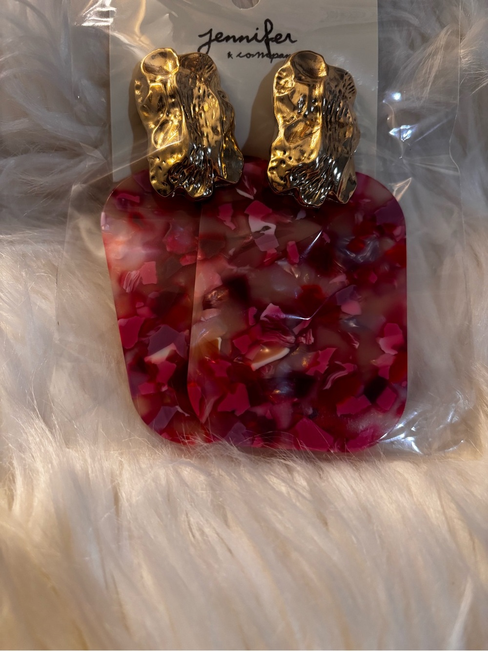Pink Resin Statement Earrings